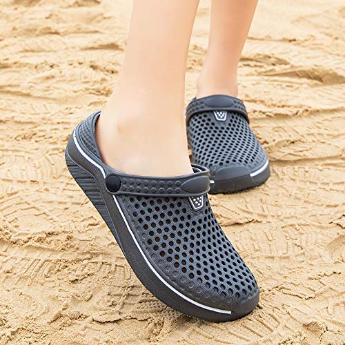 Hhhchpm Summer Water Shoes with Good Drainage, Men’s Outdoor Beach Water Sandals Slippers, Non-Slip Light Sandals (Grey,9)