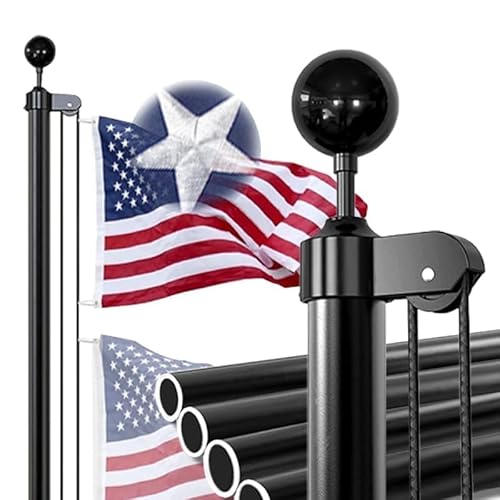 iElyiEsy 12 Gauge 20FT Heavy Duty Black Flag Pole Kit - In-Ground Flagpole, 120MPH Wind Tested with 3'×5' Oxford Embroidered Flag Aluminum top Ball for Residential/Black