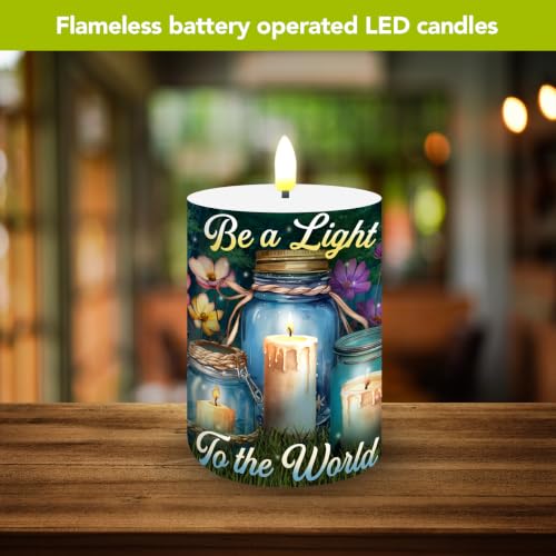 Image of Briarwood Lane Spring Flameless Candle 6x3 Be a Light Jars Flameless Candle with Timer for Spring