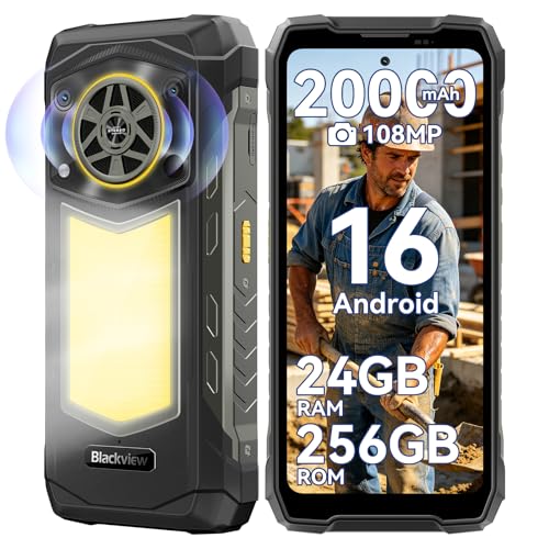 Blackview Rock 5 Movil Irrompible, 24GB+256GB Android 16 Movil Indestructible, 20000mAh, 108MP+50MP+20MP Visión Nocturna, 6.78' FHD+ Display 120Hz IP69K Móvil Rugerizado, NFC/OTG/GPS/3 Años Garantía