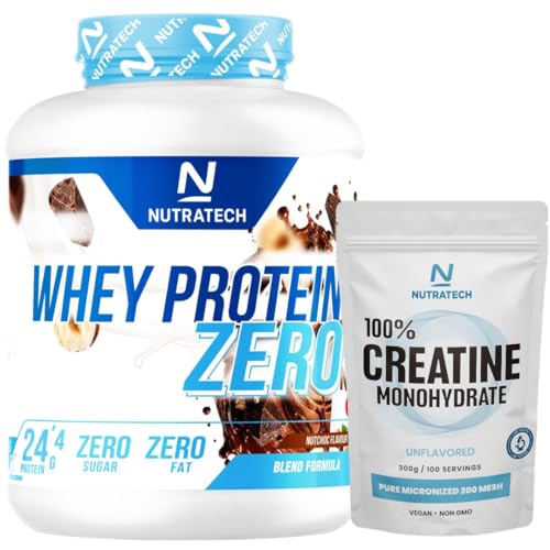 Whey Protein Zero 2kg + Creatina 300gr -0% azúcares- Sabor Choconut Cream