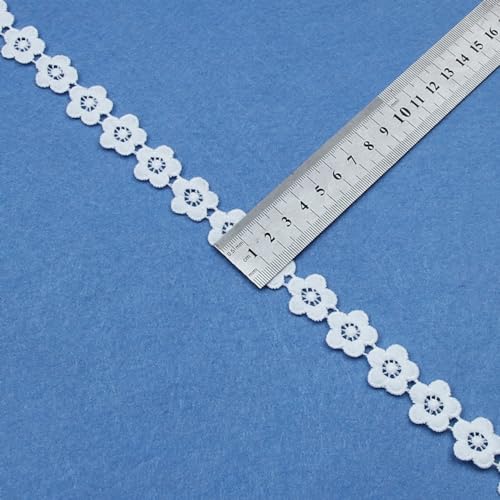 2cm Flower Pattern Lace Trims Embroidery Lace Ribbon White Vintage Crochet Laces Edge for DIY Sewing Crafts, Home Decoration, 10 Yards Total