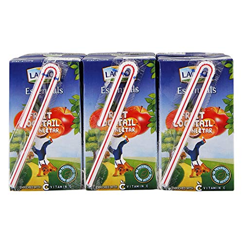 Lacnor Essential Fruit Cocktail 100% Juice No Added Sugar, 125mL pack of 6