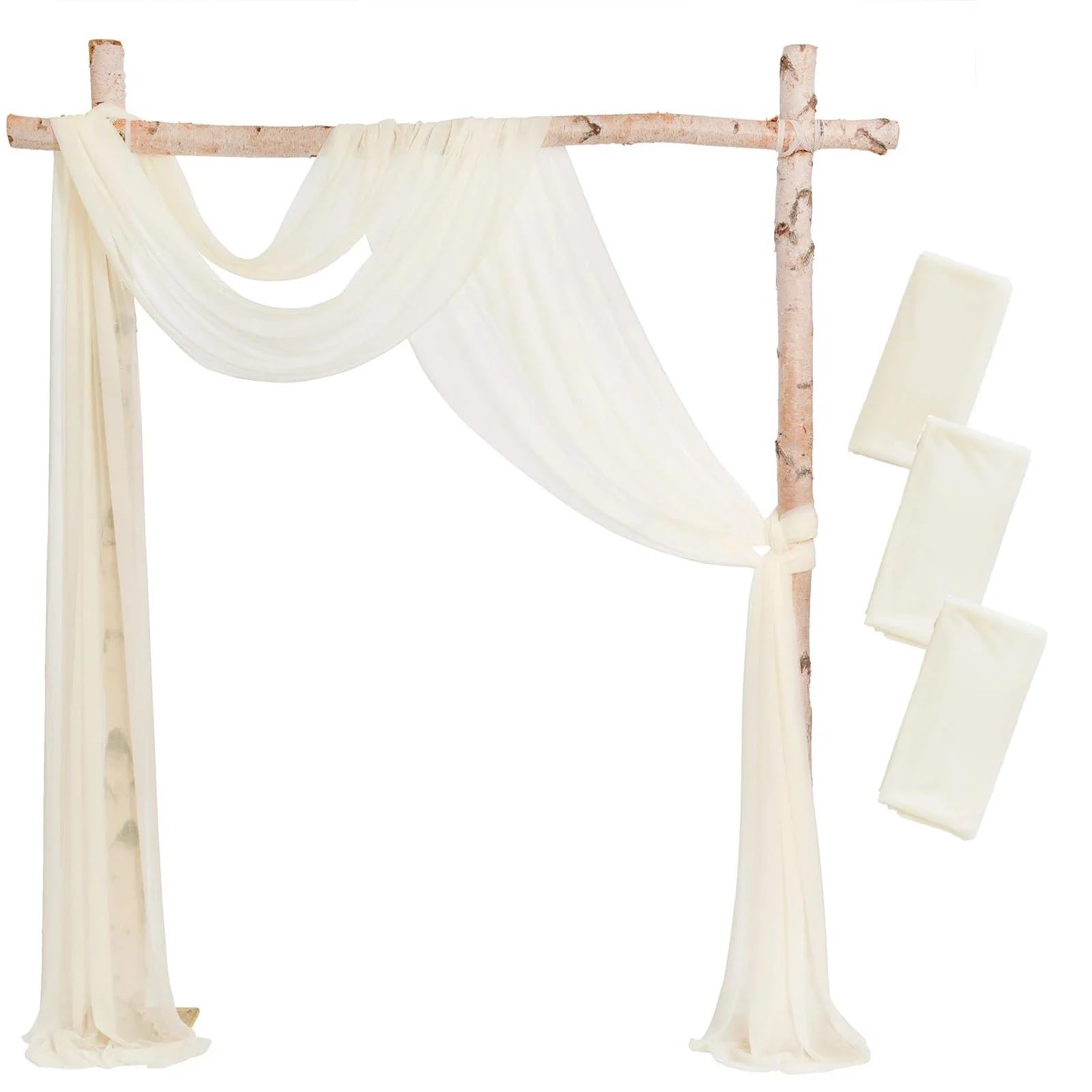 3-teiliges Set Hochzeitsbogen Drapieren Stoff Sheer Chiffon Tüll Vorhang Drapieren Hintergrund Party Supplies Home Drapery Zeremonie Dekoration für Hochzeiten(Color1,6 metres)