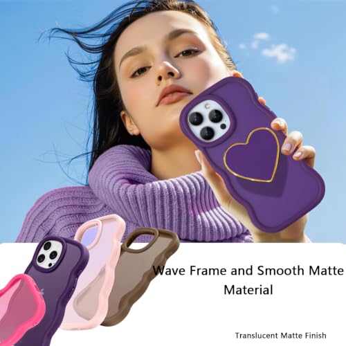 Coque iPhone 15 Pro Max violette avec support et cadre ondulé mat - 3