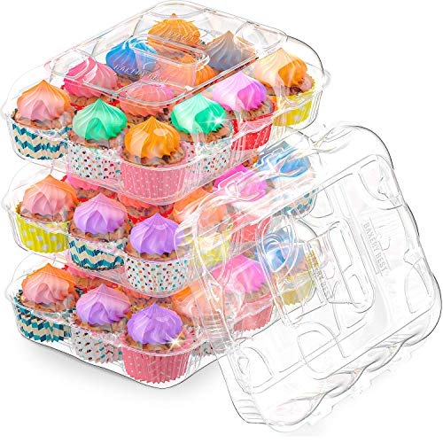 BAKERYBEST Cupcake Boxes, Disposable Plastic Containers Holder, 12 Count 10 Pack Carrier, Bulk Transport Cupcakes, Tall Dome, Muffin Tray, Clear Container Box Holders, Large Storage tray, Cupcakeboxe