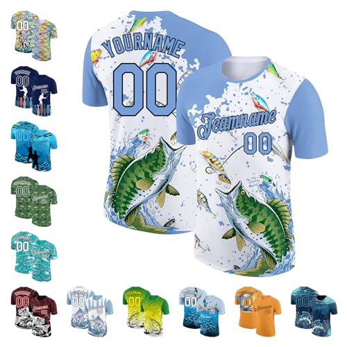 Camiseta personalizable de pesca manga corta, protección solar, transpirable, deportiva, unisex miniatura 1