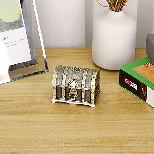Petite boîte à bijoux rectangulaire vintage Hipiwe en métal bronze pour bague - 7
