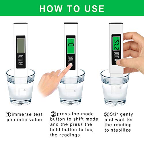 GroTheory PH Meter and TDS Meter Combo, PH Tester Digital, PPM Digital Water Tester, 0.05ph High Accuracy Pen Type pH Meter, Readout Accuracy 3-in-1 TDS EC Temperature Meter - Thumbnail 5