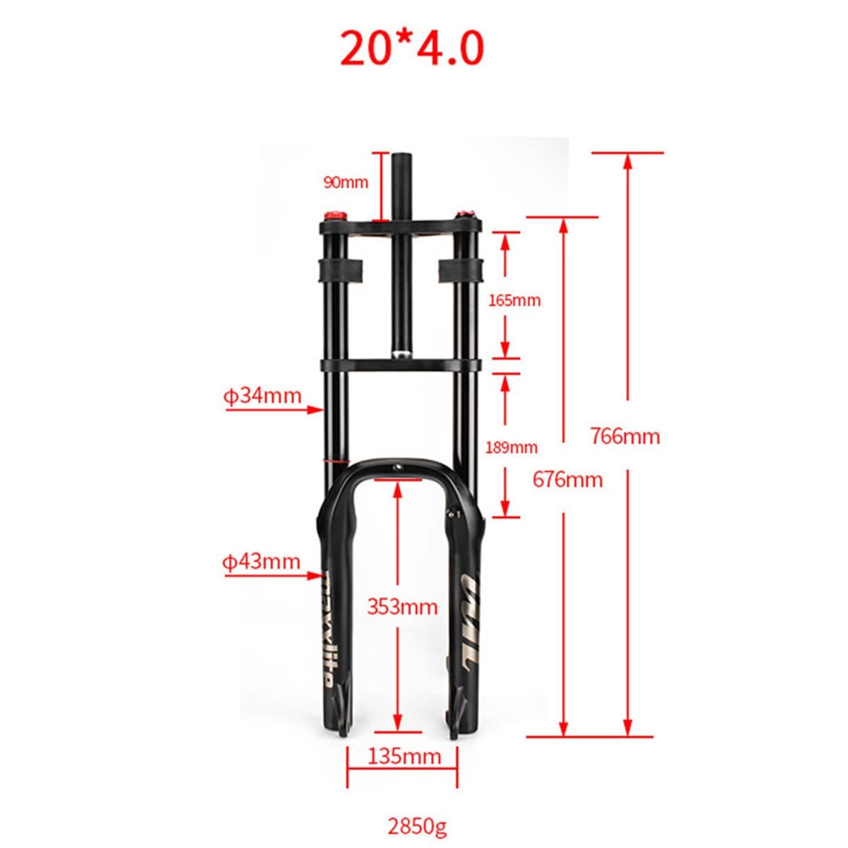 MTB 20 x 4,0 cala widelce z zawieszeniem pneumatycznym z grubymi oponami hamulec tarczowy 80 mm rozpiętość podróży 135 mm 9 mm QR ręczna blokada ultralekki XC E-Bike rower plażowy przedni widelec z
