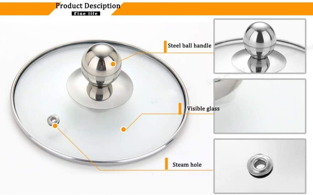 BATLAM Coperchio per Padella Sostituzione Universale Coperchio per casseruola in Vetro Trasparente visibile Coperchio Rotondo Padelle Wok Sostituire coperchi per pentole per Cucina -35 cm (24 cm)