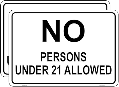 Haobase 2 Pcs No Persons Under 21 Allowed Sign Sticker - 25 cm x 17.5 cm - Self Adhesive Vinyl