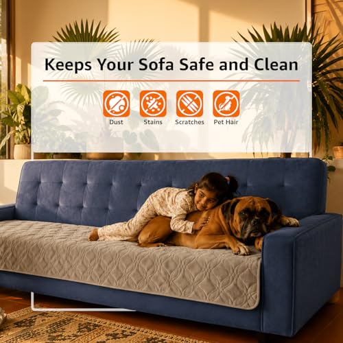 Image of Amazon Basics - Velvet Quilted Make Your Own Sofa Cover |70 x 180 cm| Microfiber Sofa Slipcover (Grey, 3 Seater)