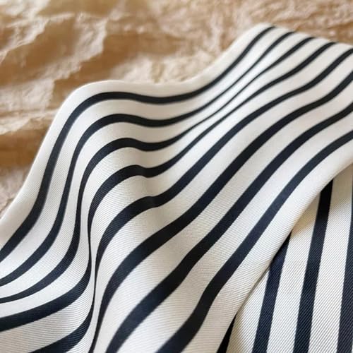 Striped minimalist style silk scarf women's long strip streamer4