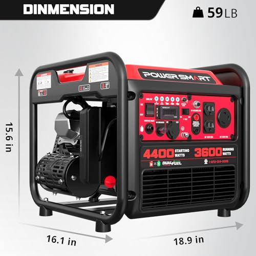 Image of PowerSmart 4400-Watt Dual Fuel Portable Generator with Inverter Technology, CO Protect, 30 amp for Home Use and Emergency Backup
