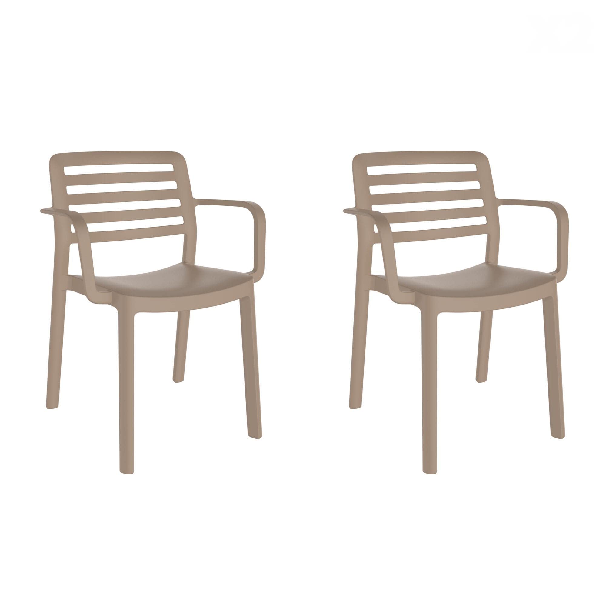 GARBAR Wind Set 2 Silla con Brazos Interior, Exterior | jardín, terraza, balcón, Salon, Cocina, Comedor | diseño, Ligero, apilable | Arena