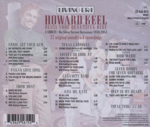 Howard Keel - Bless Yore Beautiful Hide - Songs from the Musicals Kiss Me, Kate / Annie Get Your Gun / Show Boat / Seven Brides for Seven Brothers, etc