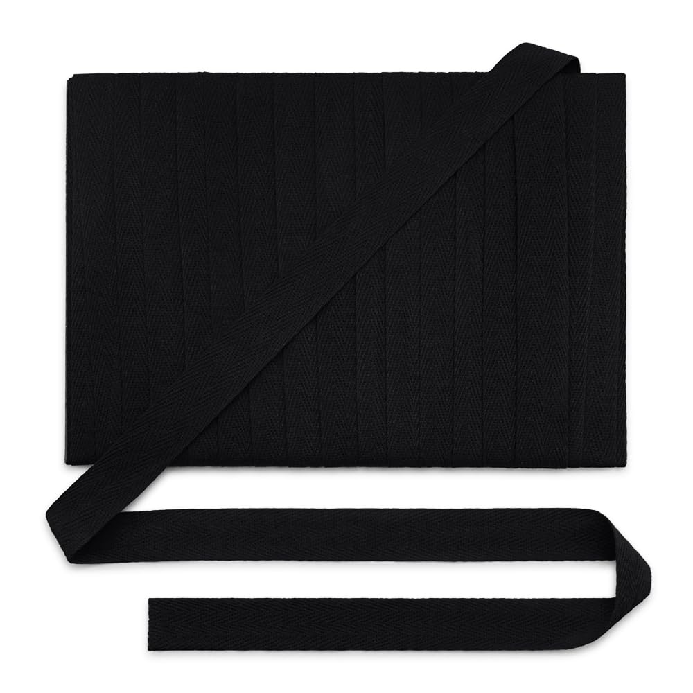 Jamsinmu Cotton Webbing Bias Tape 20 mm, Cotton Webbing Fish Gration Cotton Twill Ribbon, Craft Ribbons for Sewing On, Black C001, 22 Yards