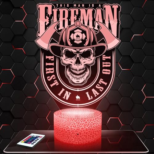 Lampephoto.fr - Lámpara 3D Logo Bombero Americano Bombero