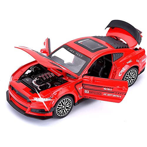 Image of DEUSON ECOM 1:32 Scale GT Mustang Diecast Model Metal Cars Openable Door Toy Car with Light Sound Pullback Toy Car for Kids Best Gifts Toys for Boys