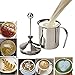 COLIBYOU Manual Milk Frother, Stainless Steel Hand Pump Milk Foamer, Handheld Milk Frothing Pitchers,Manual Operated Milk Foam Maker For Cappuccions and Coffee Latte 14-Ounce/400ml