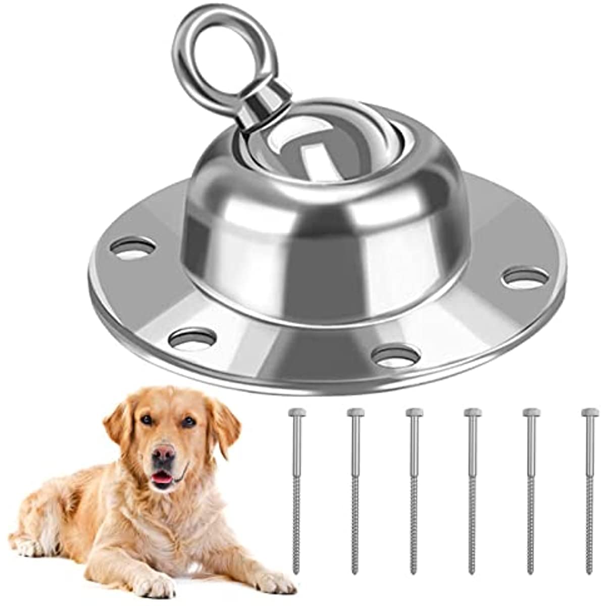 Gancio per cani girevole a 360°, resistente, resistente alla ruggine, per cani da 680,4 kg di forza di trazione, per cortile e campeggio all'aperto