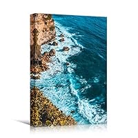 Canvas Wall Art Rocky Seas Beach Beach Blue Coastal Cool Photography Relax/Calm - 12x18 inches