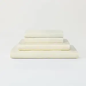 Sijo AiryWeight Tencel Sheet Set, 100% Lyocell Derived from Eucalyptus, Buttery Soft, Architectural Digest 2022 Best Cooling Sheets Winner - 2pc - 1 Pillowcase 1 Fitted (Cream, Twin)