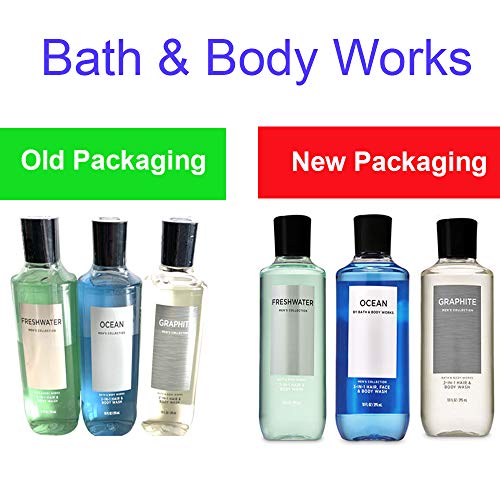 Bath And Body Works 3 Pack 2-In-1 Hair + Body Wash Freshwater, Graphite And Ocean. 10 Oz. #TOP1