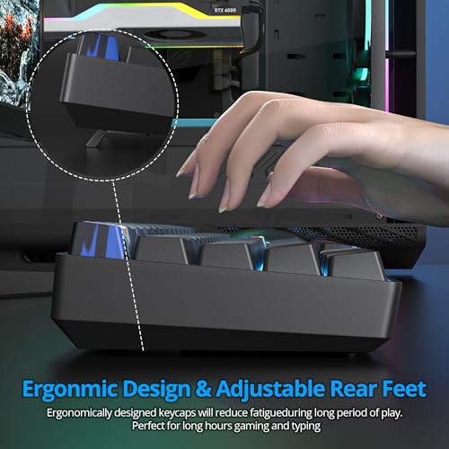 Image of Protable 60% Percent Gaming Keyboard Mechanical, Mini Compact Ice-Blue LED Backlit 61 Keys Wired Office Keyboard with Red Switch for Mac /Win /PS4 /PS5（Black /Red Switch）