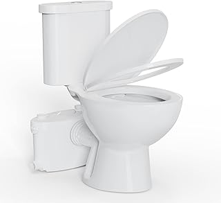 600 Watt Upflush Macerating Toilet System Kit for basement | Macerator pump with 4 Water Inlets & AC Vent, included Toilet Bowl, Toilet Tank, Toilet Seat