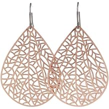 Lightweight Dangle Earrings, Handmade on Hypoallergenic Pure Titanium Hooks, Teardrop Filigree Leaf Design, Fashion Statement for Sensitive Ears
