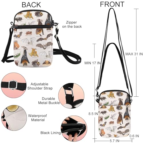 G2TUP Bats Crossbody Bag Bat Lover Gift Bat Species Gifts Night Bat Shoulder Bag Vampire Bat Gift Bat Themed Gifts2