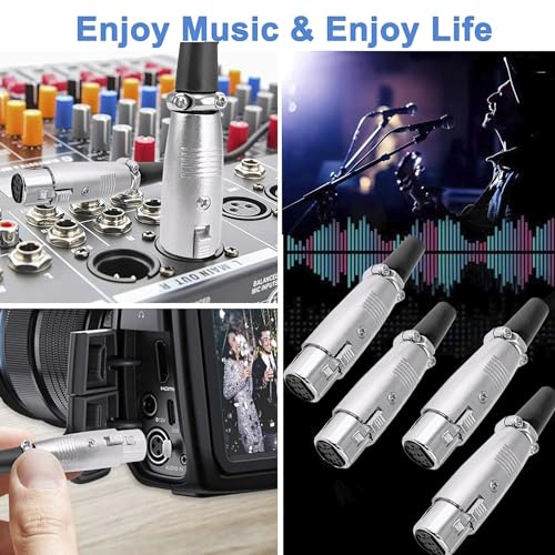 Image of MX 3 Pin XLR Microphone pin Pure Copper Nickel Plated Pins1 for High Conductivity microphone (6-pin female XLR connector, Pack of 2, Female Connector)