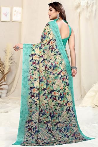 Image of MIRCHI FASHION Saree for Woman Chiffon Floral Printed | Breathable Lightweight Summer Sari for Office and Home Use with Blouse Piece (Available in 20 Colors)
