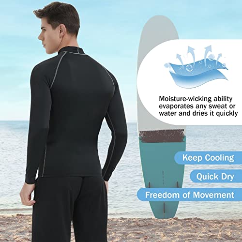 Rash Guard for Men Long Sleeve UPF 50+ Mens Swim Shirts UV Protection Compression Surfing Water Shirts Quick Dry4