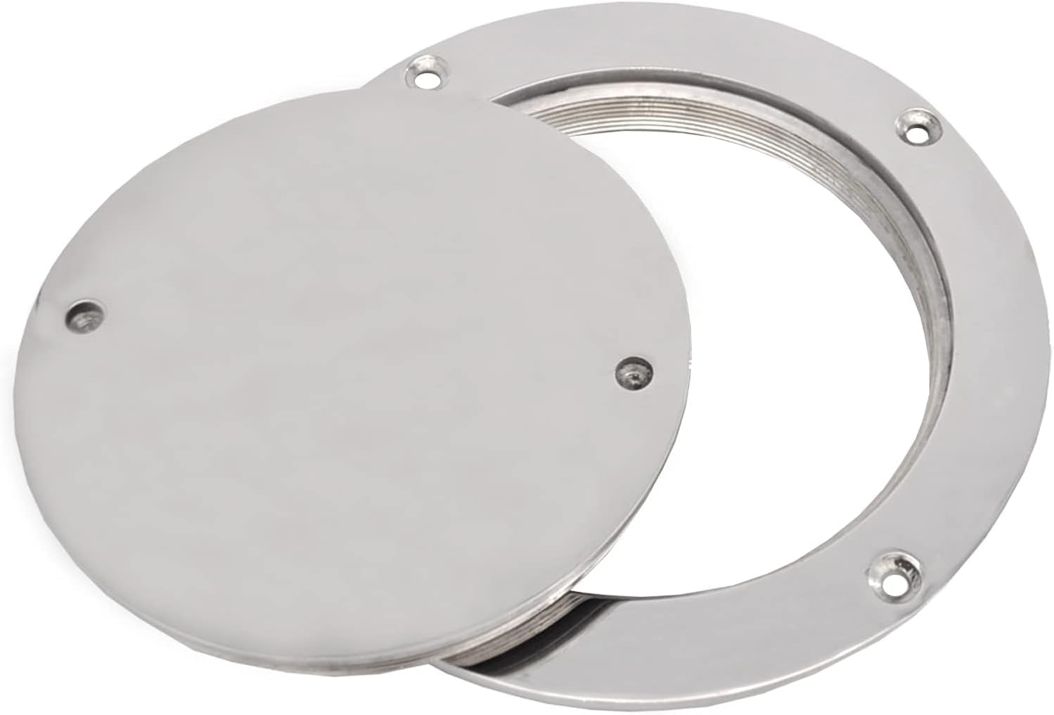 Boat Hatch 316 Stainless Steel Round Non Slip 2 Eyes Inspection Hatch Deck Plate with Detachable Cover 1 Pack (6 inch)