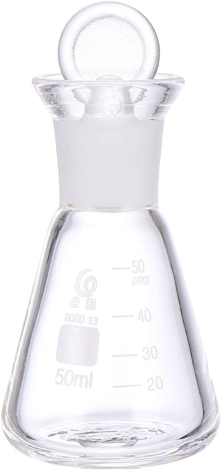 Salco Iodine Flask with Stopper - Glass Flask Borosilicate Glass Iodine Measuring Flask Conical Flask Glass Iodine Flask Glass Erlenmeyer Flask for Laboratory School Experiment (50 ml, 1 pc) (B0BR3TKJ75) Amazon Price History, Amazon Price Tracker