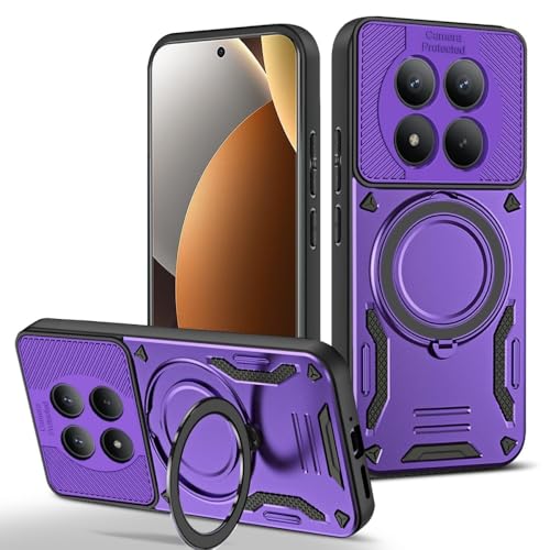 Coque Xiaomi 14T 5G violette avec anneau support silicone rigide