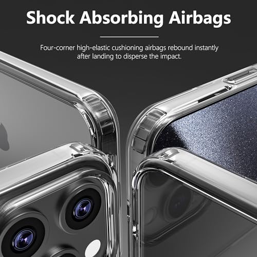 Image of ONES iPhone 14 Pro Max Clear Slim Hard Case『Shockproof Airbag』『Raised Edges Protect Camera Screen』 [ Non-Yellow ] [ Anti-Slip ] PC + TPU Hybrid Protective Transparent Silicone Cover for APPLE 6.7 inch