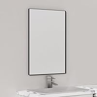 Vista 1 de VocalStar - Espejo de baño negro de 16 x 24 pulgadas para pared, espejo rectangular de esquina cuadrada con marco de metal negro para tocador