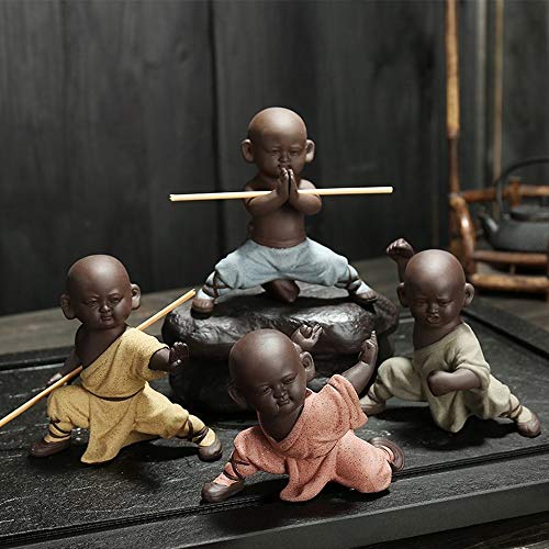 Juego de 4 Estatuas de Buda de Cerámica 4.7 in Altura miniatura 3