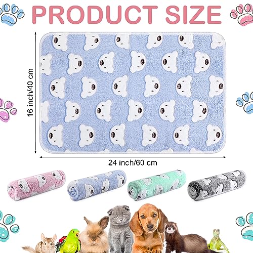 Image of 4 Pcs Waterproof Guinea Pig Blankets Washable Small Animal Fleece Bedding Absorbent Guinea Pig Cage Liners Reusable Pet Pee Pad Sleep Mat Pad Cover for Hamster Ferret (Bear Pattern,24 x 16 Inch)