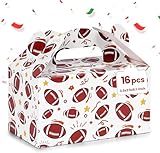 VGOODALL 16PCS Party Favor Boxes, 6.1×3.5×3.3Inch Gable Paper Gift Boxes Football Snack Bags with Handles for Sports Theme Party Decorations, Game Celebration Supplies