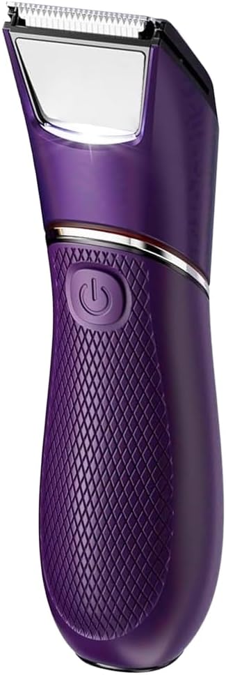 Electric Body Groomer Trimmer, Purple, Built-in LED Light, Rechargeable, Wet and Dry Use