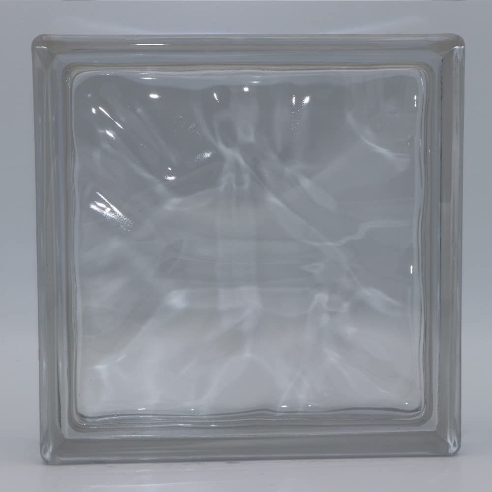 Ladrillo de vidrio de diseño nube transparente brillante 19x19x5 cm - 8 piezas