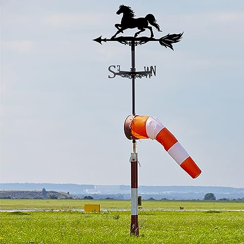 SUPERDANT Pferde Wetterhahn Garten Wetterhahn fürs Dach Windspiel Schmiedeeiserne Wetterfahne Richtungsschild Wetterfahnen Outdoor Bauernhaus Weathervane Dekoration Für Bauernhaus Garten Außenbereich