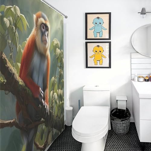 Rideau de douche singe anti éclaboussures en polyester lavable - 3