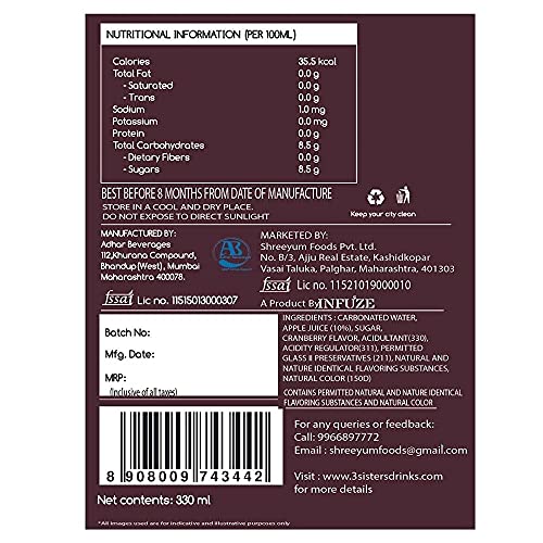 Image of 3Sisters Non Alcoholic Beer - Cranberry Flavor - (Pack of 6 Bottles x 330ml each)