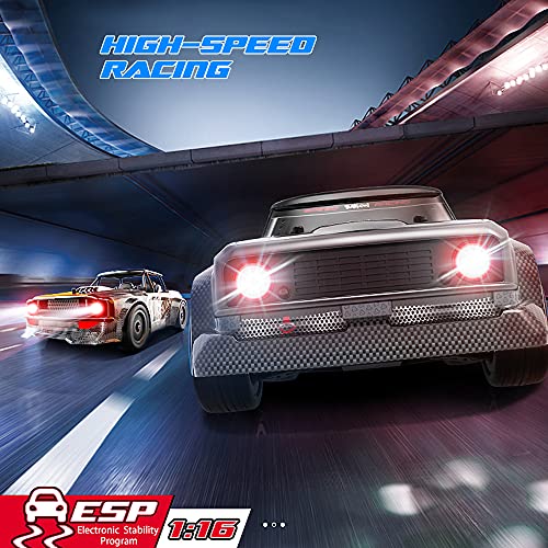 Mostop Remote Control Car 1/16 Scale High Speed RC Drift Racing Car 4X4 Off-Road Drifting Truck 20MPH Fast ESP 2.4Ghz Proportional Throttle & Steering Control Fast RC Cars for Adults Kids with Lights